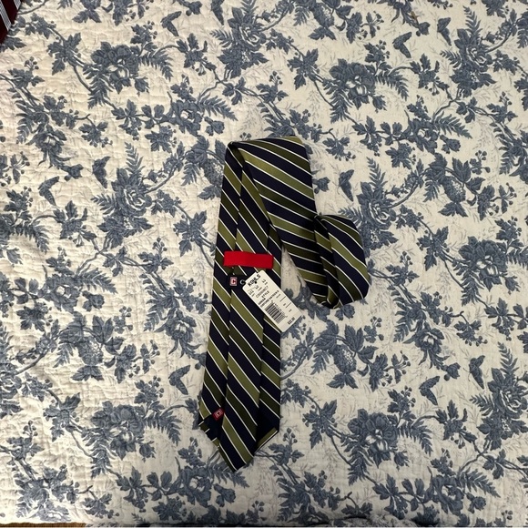 Chaps Ralph Lauren Tie Green & Navy Stripes Preppy Formal 58” x 3.5” - Picture 5 of 11